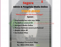 Lowongan Kerja Medan Admin dan Pengelola Media Online Toko Anno