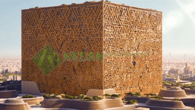 Konsep dari Mukaab yang akan dibangun di Arab Saudi (The New Murabba Developtment Company)