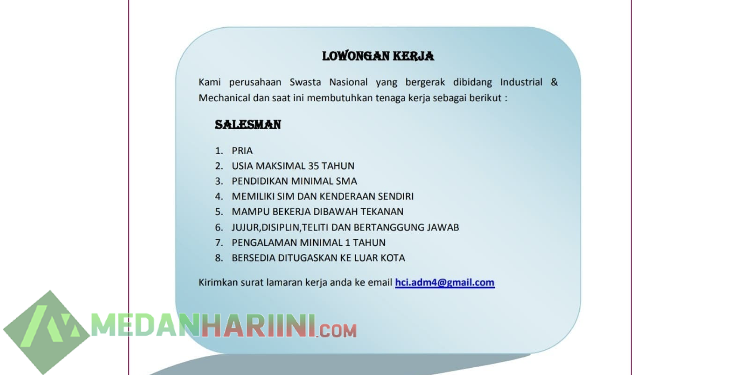 Loker Medan Industrial