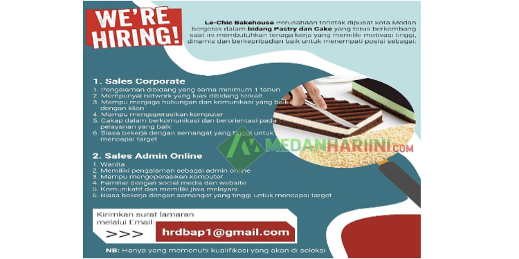 Loker Medan | Lowongan Kerja Medan Le Chic Bakery